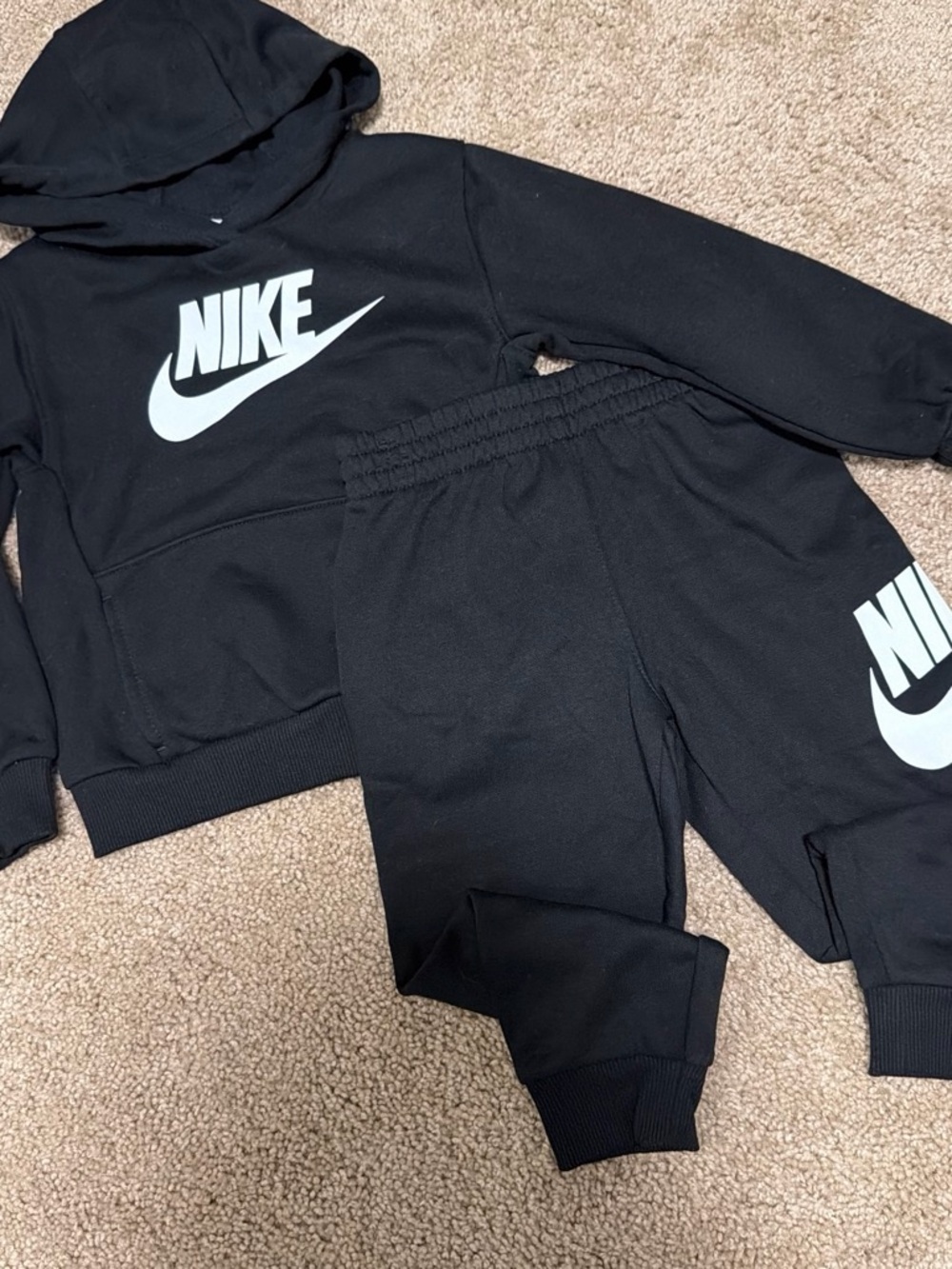 Nike Black Hoodie & Joggers Set with White Logo